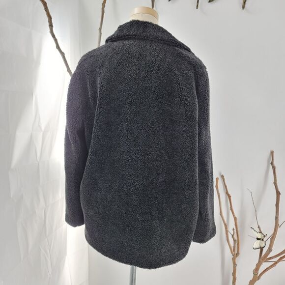 Unbranded oversized teddy bear plush pea coat black - Picture 4 of 8